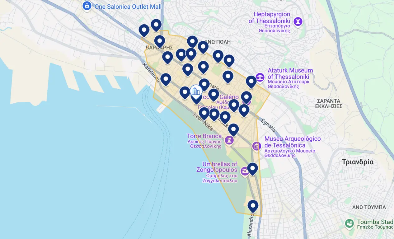 Hotéis no centro de Tessalonica